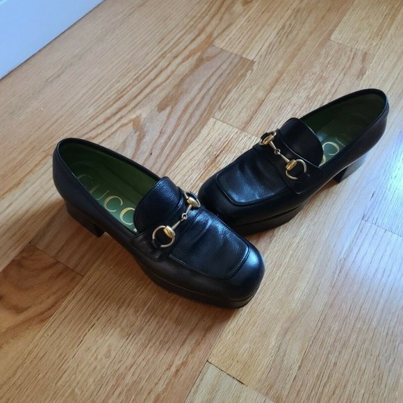 gucci calfskin horsebit platform loafers